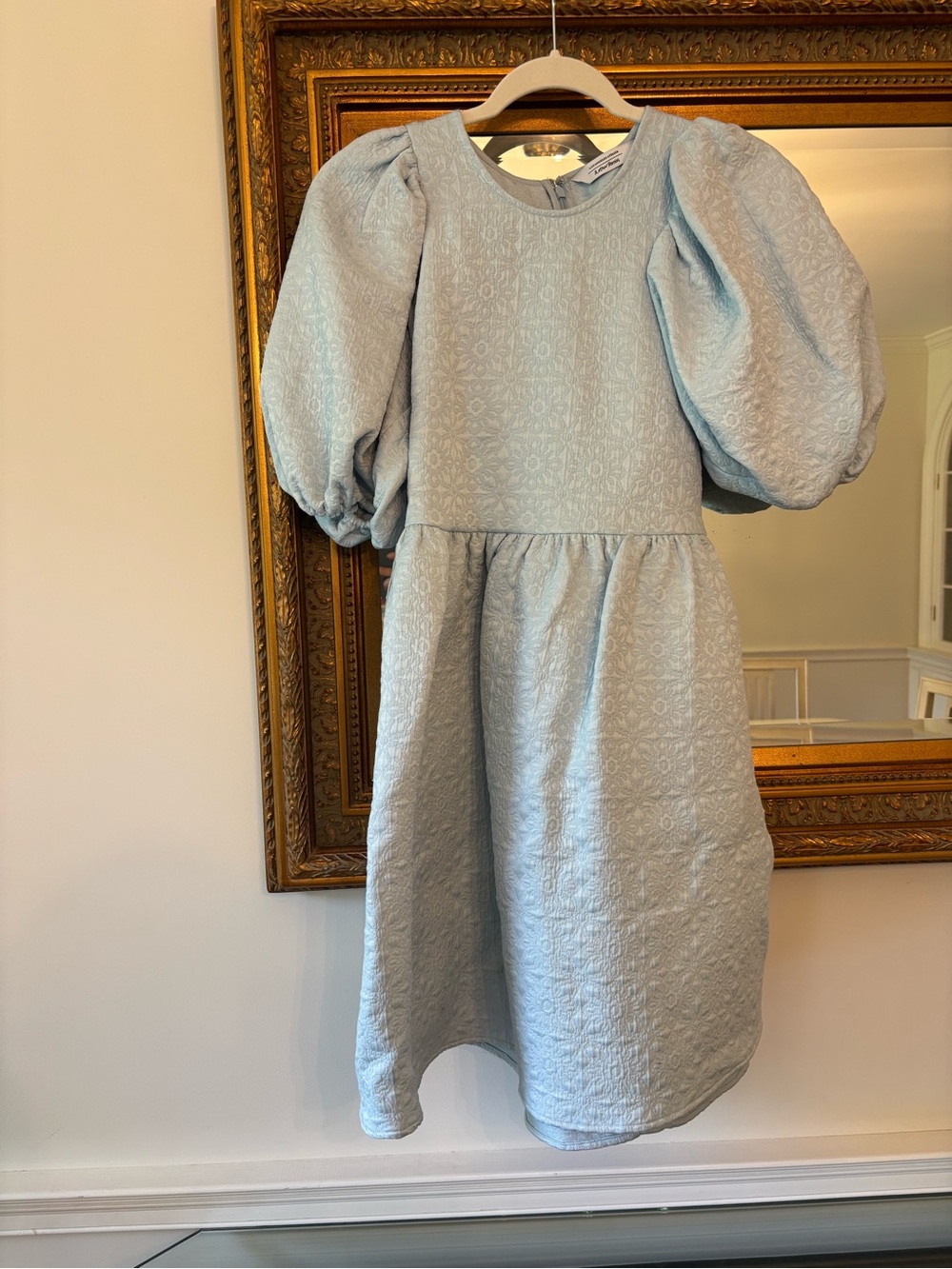 & Other Stories Light Blue Puff Sleeve Mini Dress